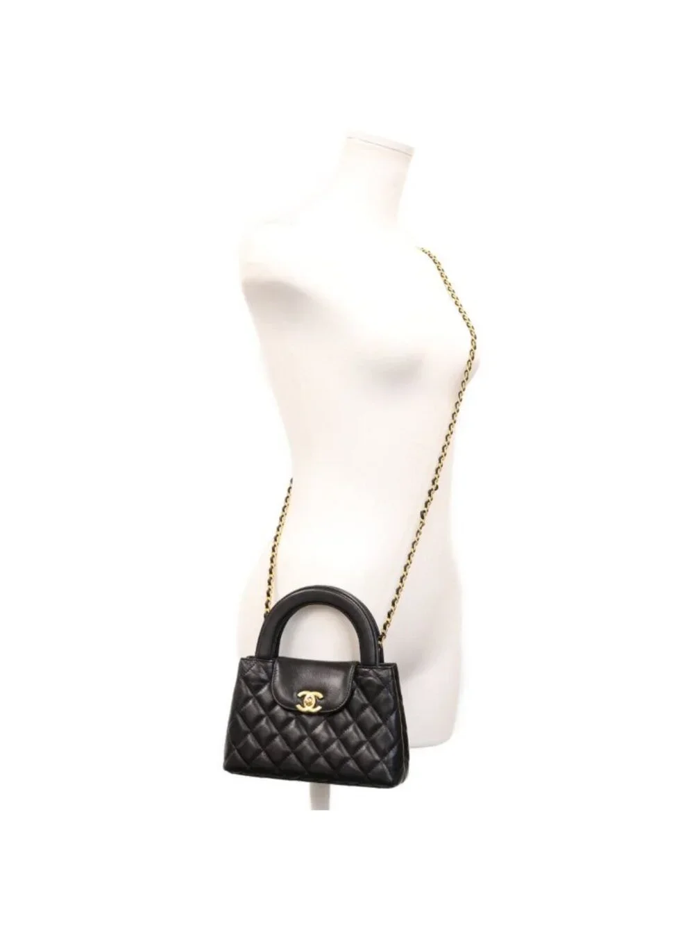 Chanel Black Calfskin Quilted Mini Shopping Shoulder Bag